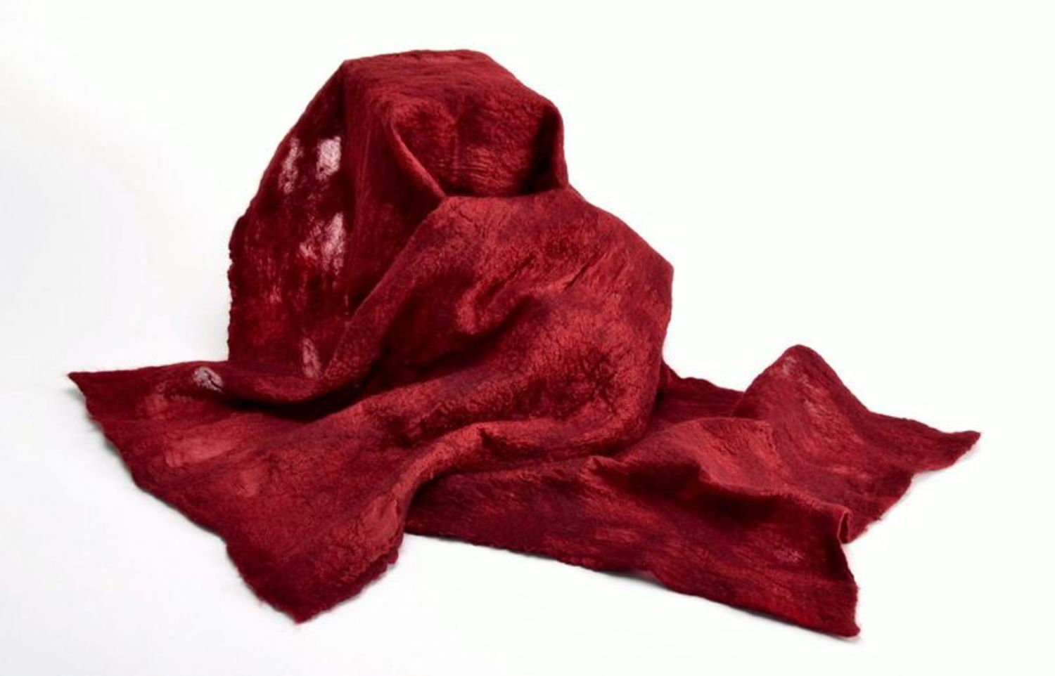 Wine-colored scarf made from wool and silk photo 5