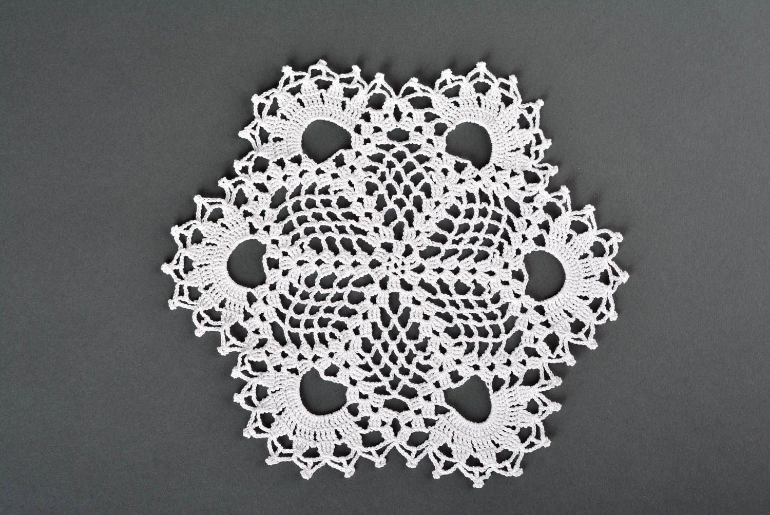 Handmade openwork napkin crocheted kitchen textile stylish elegant napkin photo 4