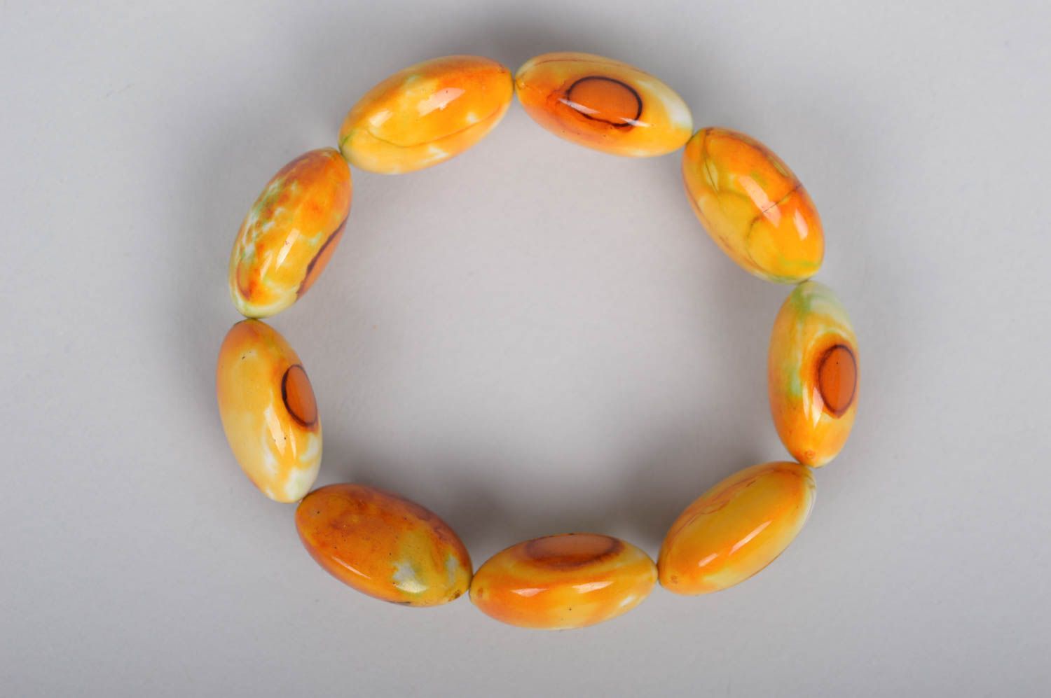 Handmade Plastik Armband Schmuck aus Perlen Frauen Accessoire orange Armband foto 2