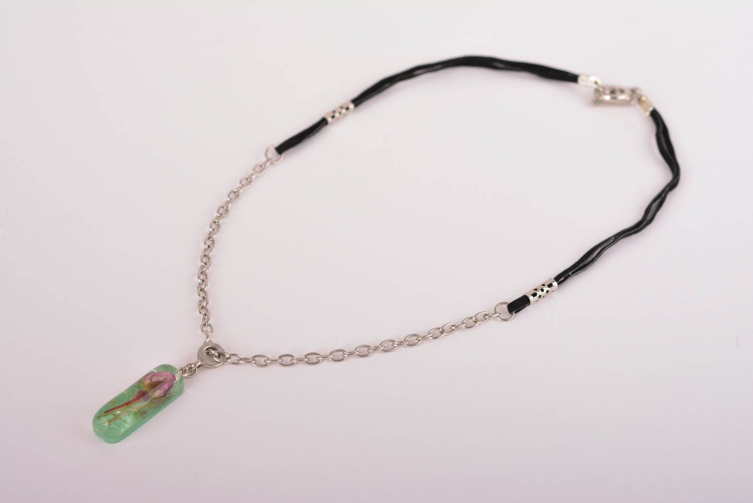 Handmade Halskette mit Anhänger Damen Schmuck Kette mit echter Blume Rose klein foto 2
