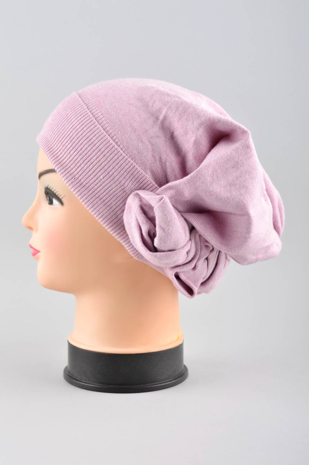 Зимняя женская шапка ручной работы зимняя шапка розовая головной убор красивый фото 2
