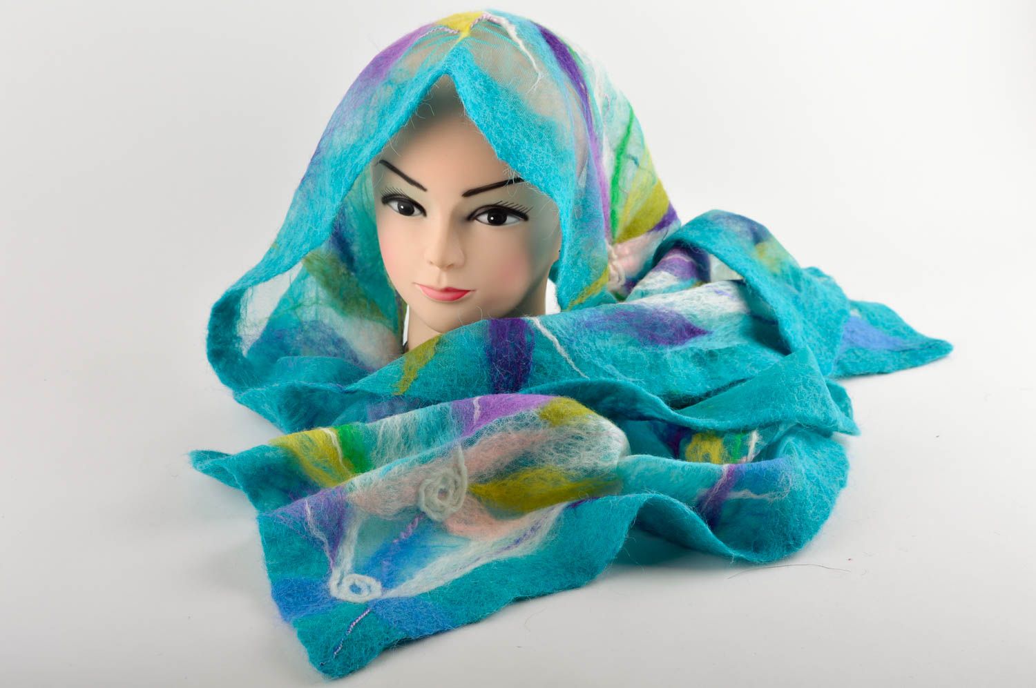 Теплый шарф ручной работы женский аксессуар шарф из шерсти валяный шарф фото 1