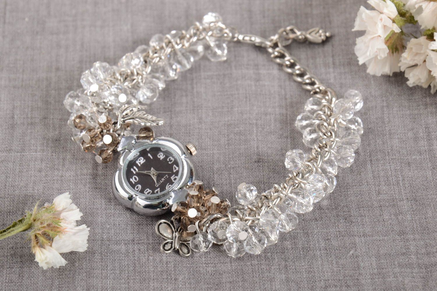 Модный браслет хэнд мейд необычные часы очень красивые браслет из бусин фото 1