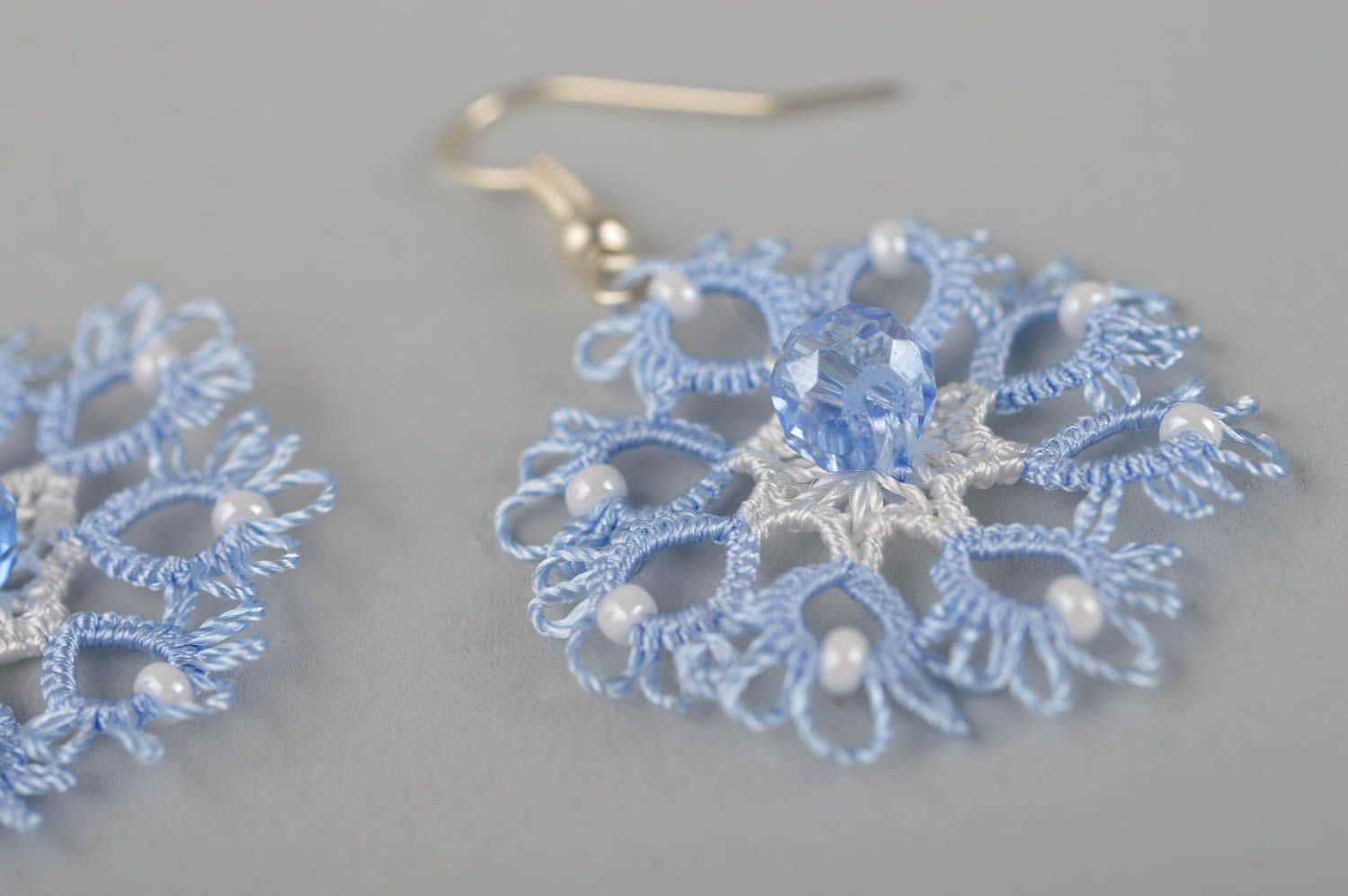 Unusual handmade textile earrings woven lace earrings beautiful jewellery photo 4
