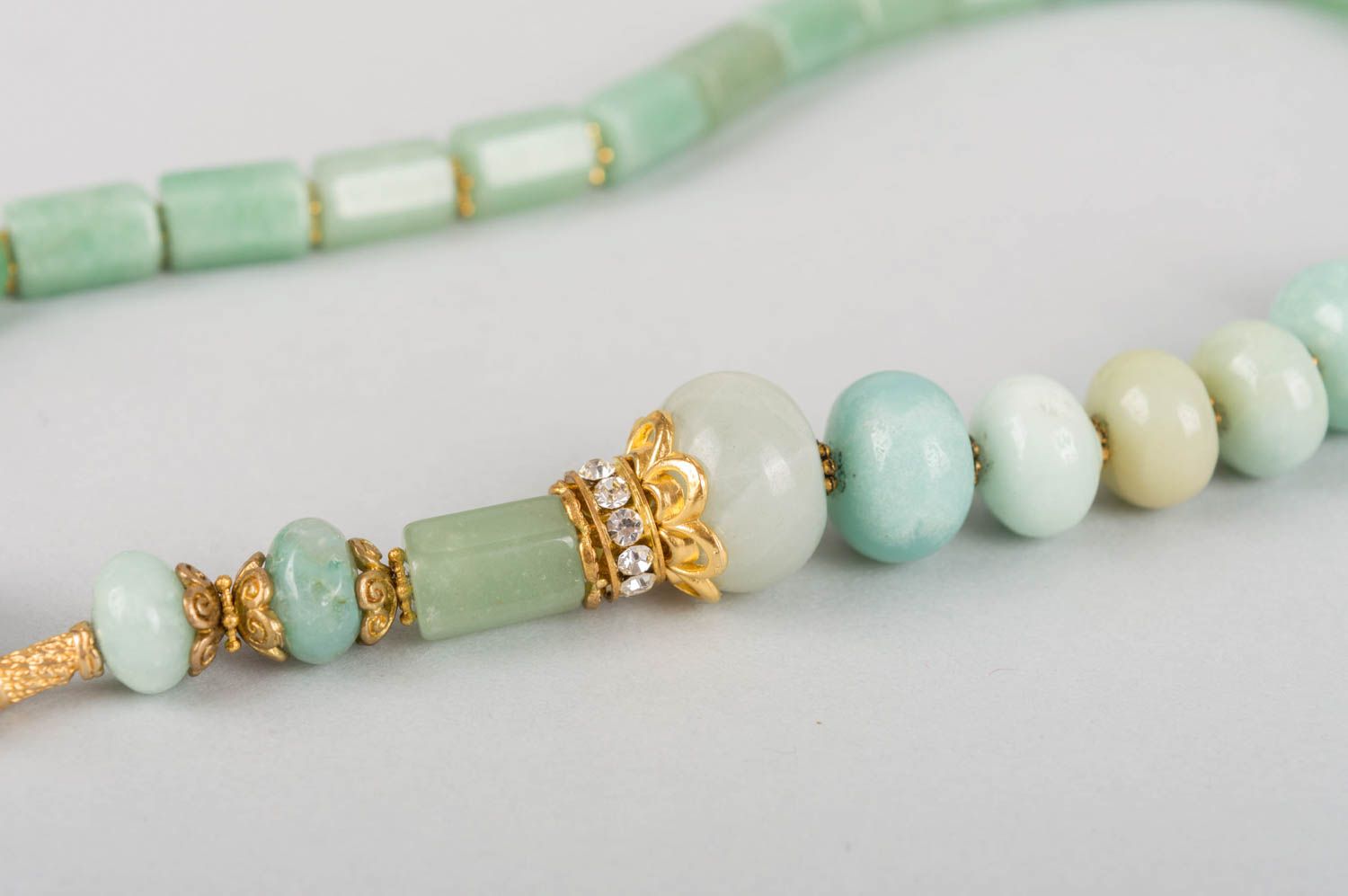 Handmade necklace with natural stones aventurine jade accessory stylish jewelry photo 3