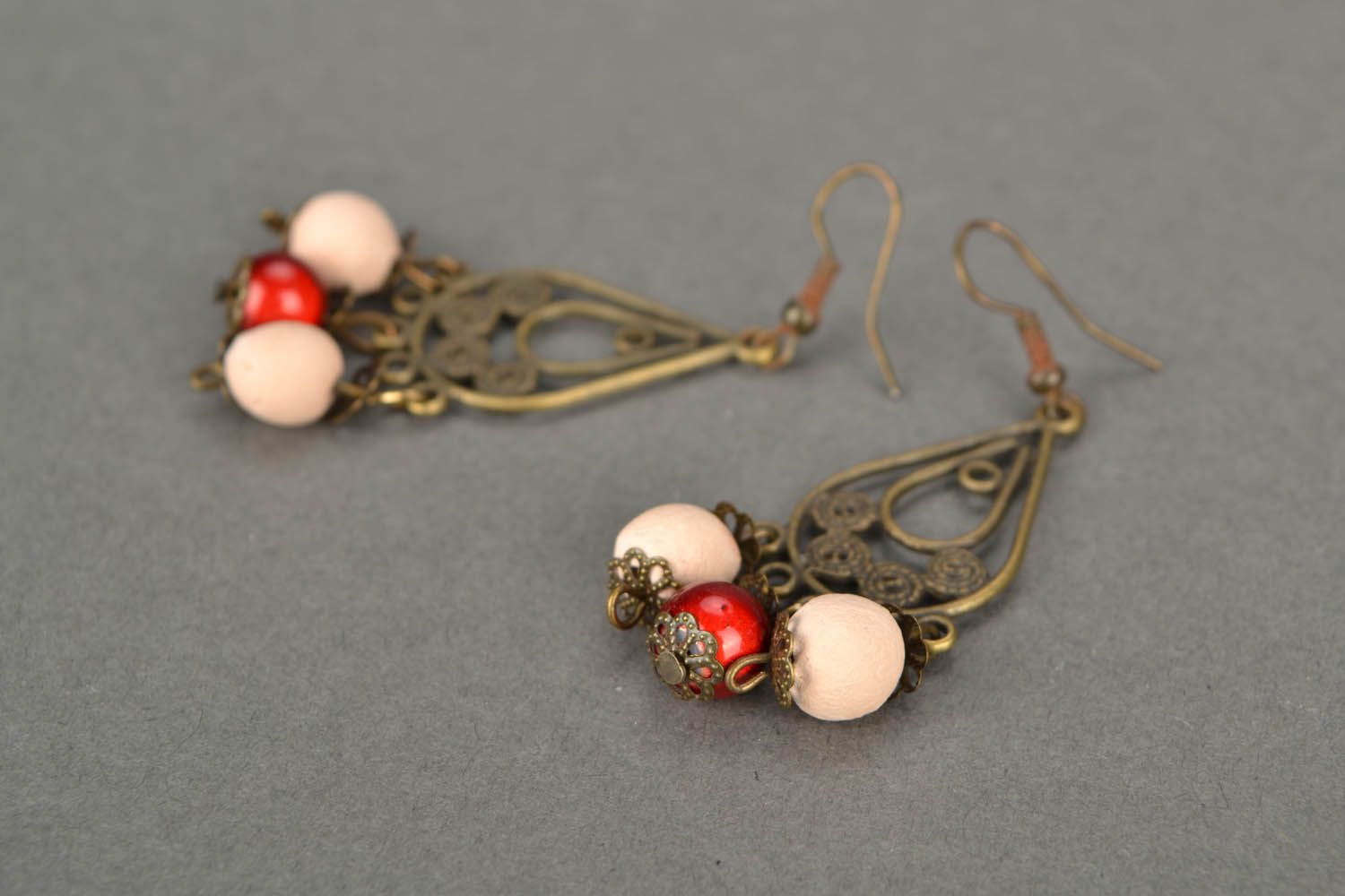 Long earrings with ceramic beads  photo 4