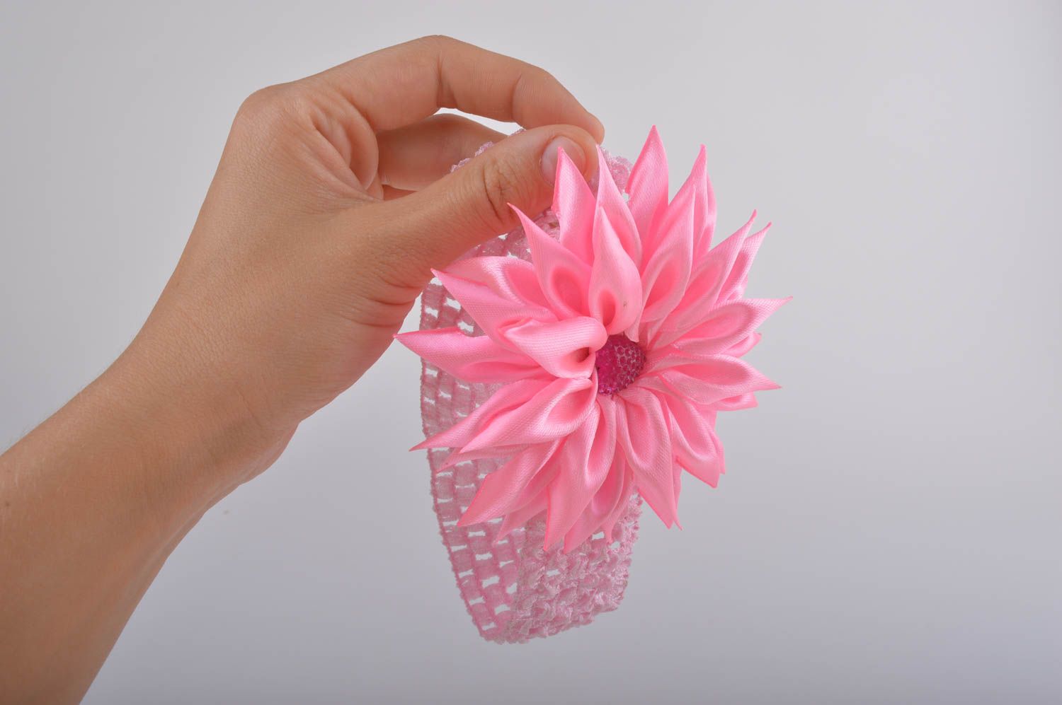 Banda para el pelo con flor hecha a mano accesorio de niña adorno de moda foto 4