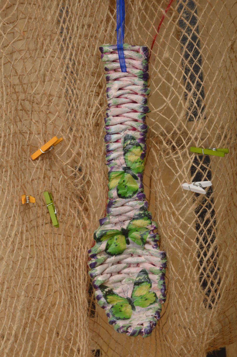 Ложка ручной работы декор для дома плетеная ложка из бумаги настольный декор фото 1