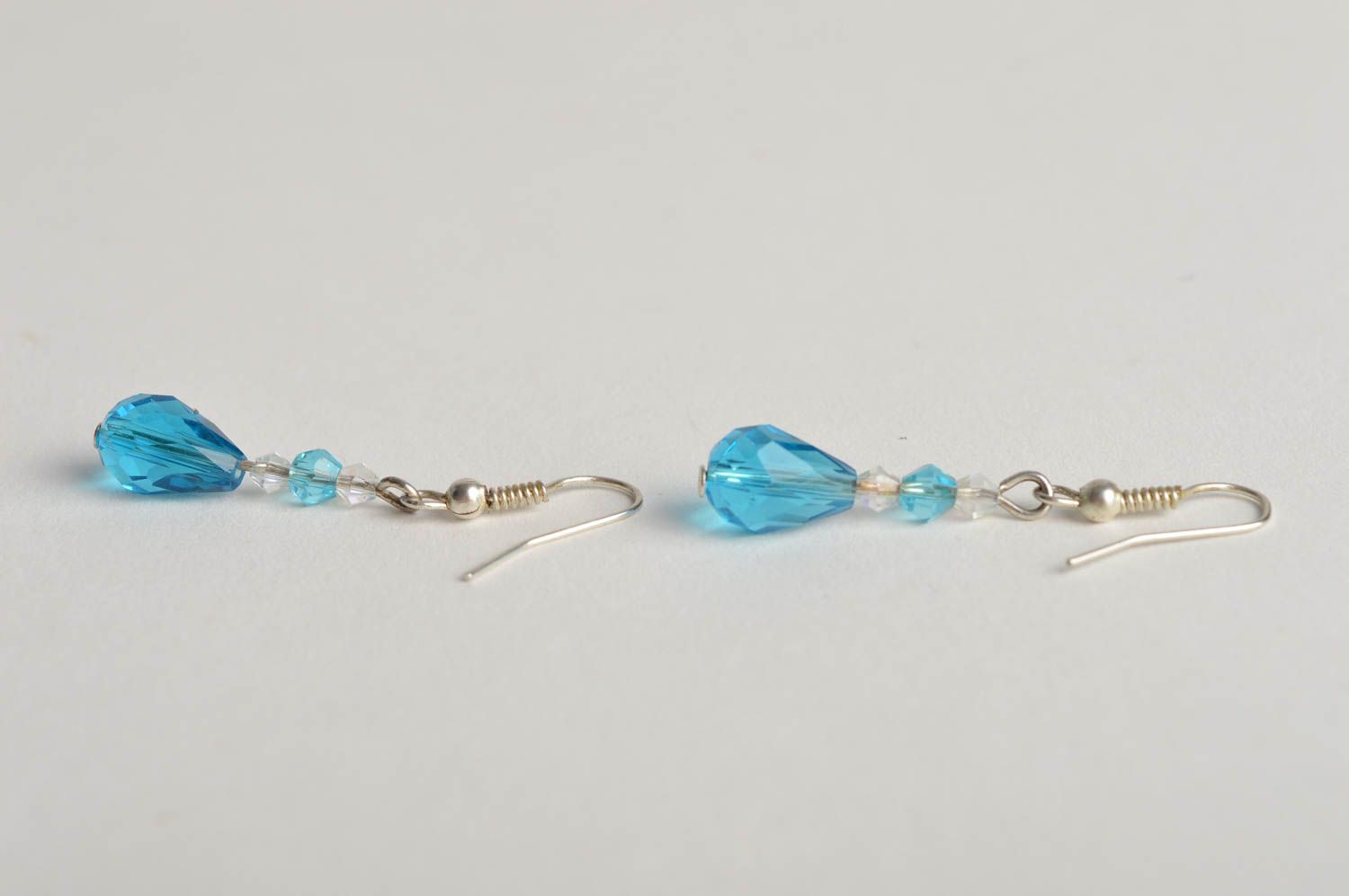 Damen Ohrringe handgefertigt Accessoires für Frauen Designer Schmuck blau foto 4