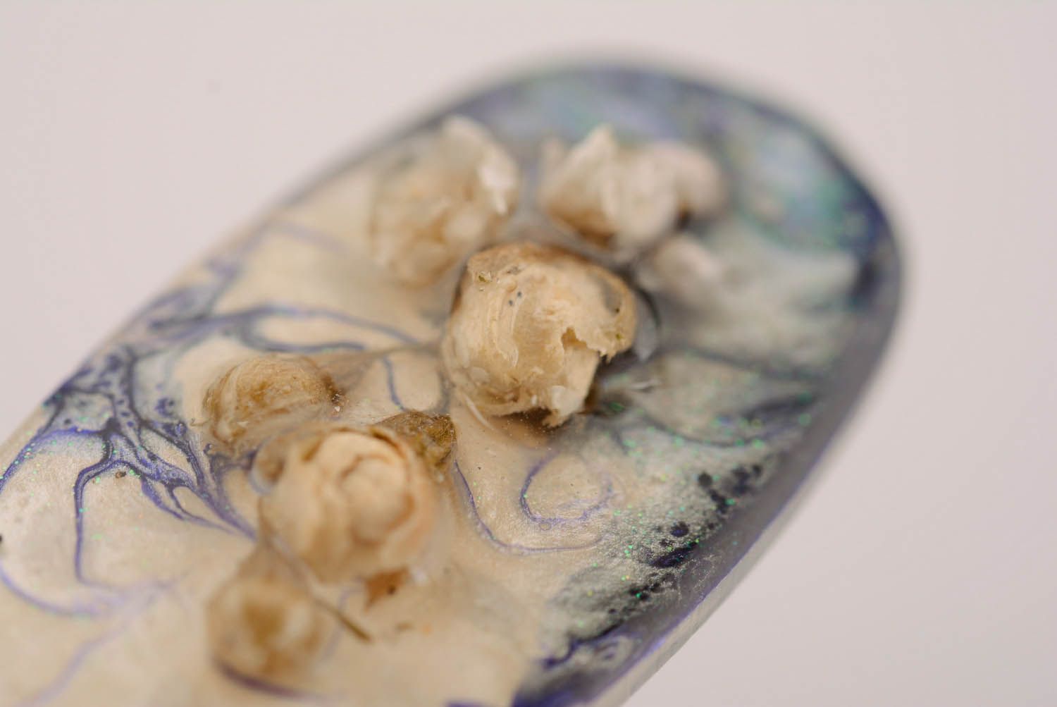Earrings made of flowers and epoxy resin photo 4