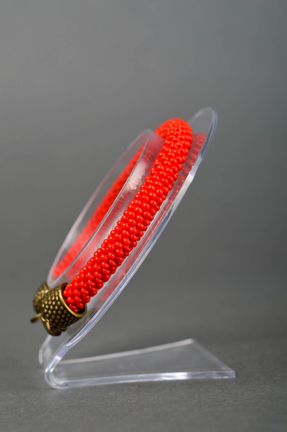Браслет из бисера ручной работы модный браслет красный украшение из бисера фото 1