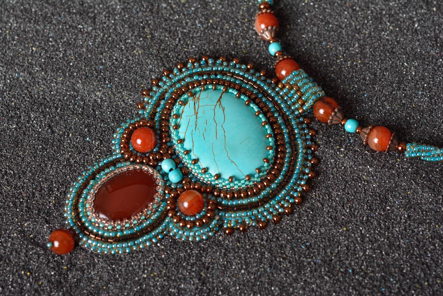 Elegant unusual necklace handmade stylish accessories beautiful jewelry photo 3