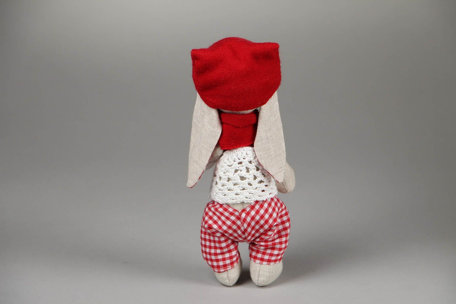 Soft toy Rabbit in red clothes photo 3