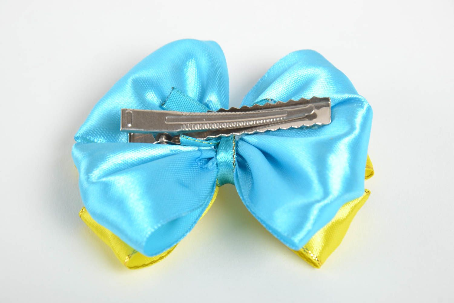Bright handmade ribbon bow hair clip homemade barrette hair bow hair style ideas photo 3