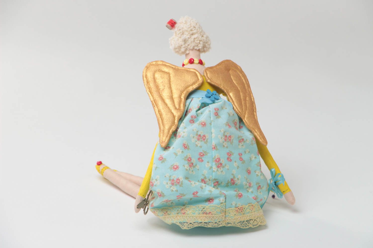 Игрушка кукла из ткани ангел небольшого размера красивая мягкая ручной работы фото 4