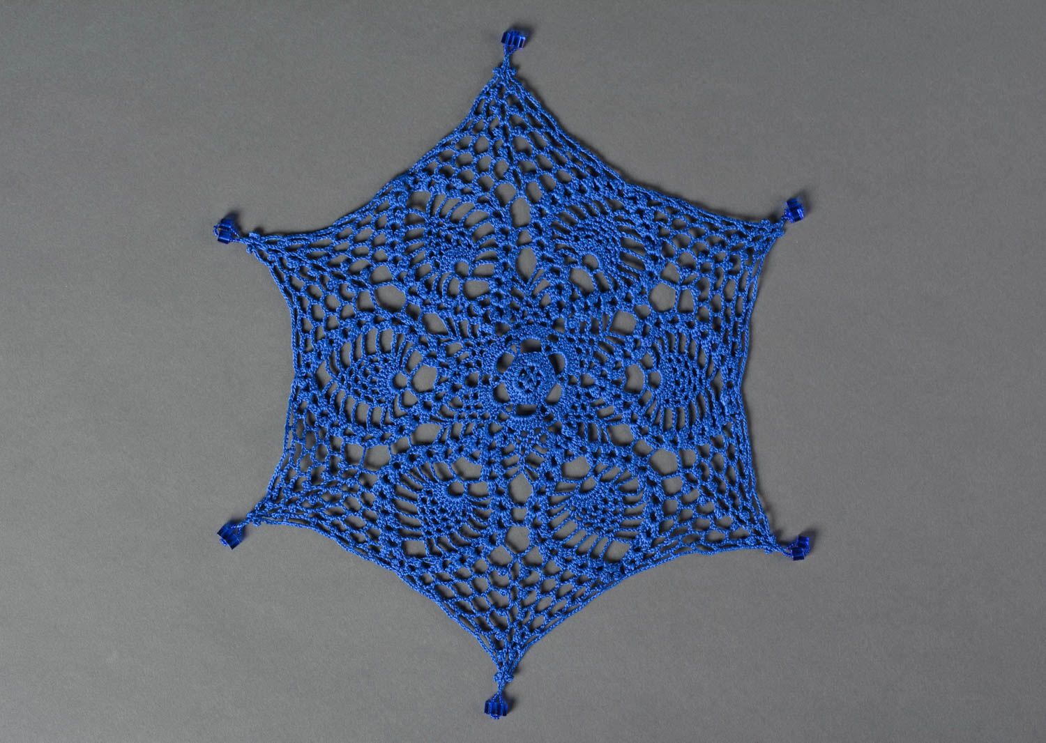 Napperon bleu fait main Textile de table au crochet en coton verre Déco maison photo 3