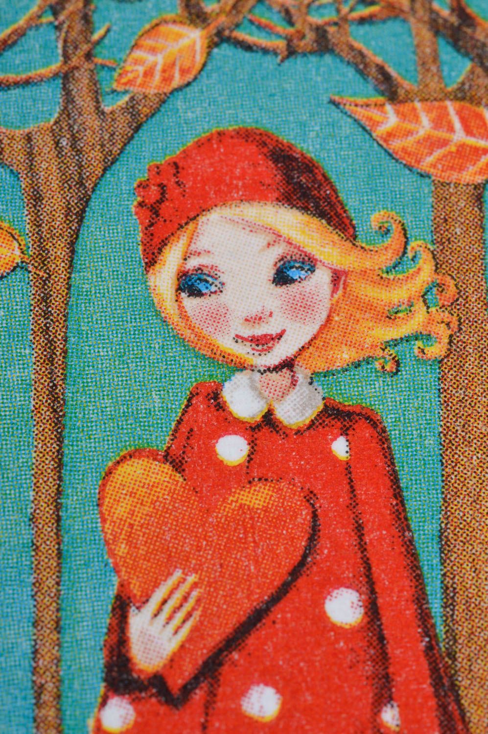 Tableau carré sur bois en serviettage fait main décoratif Petit Chaperon Rouge photo 2