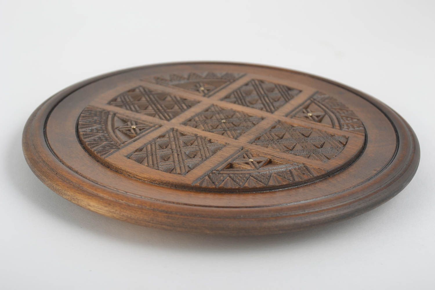 Подарочная тарелка ручной работы деревянная посуда декор на стену в этно стиле фото 4