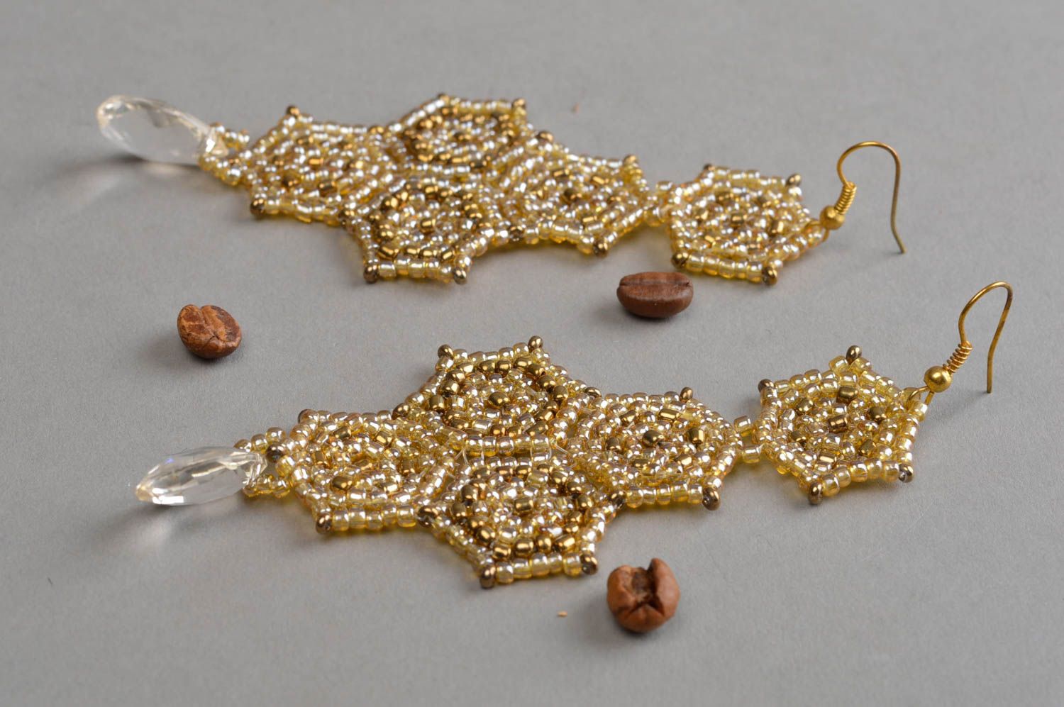 Handmade long beaded earrings designer earrings womens jewelry designs photo 1