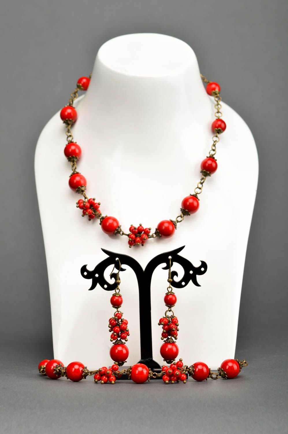 Womens handmade jewelry set beaded earrings bracelet designs bead necklace photo 3