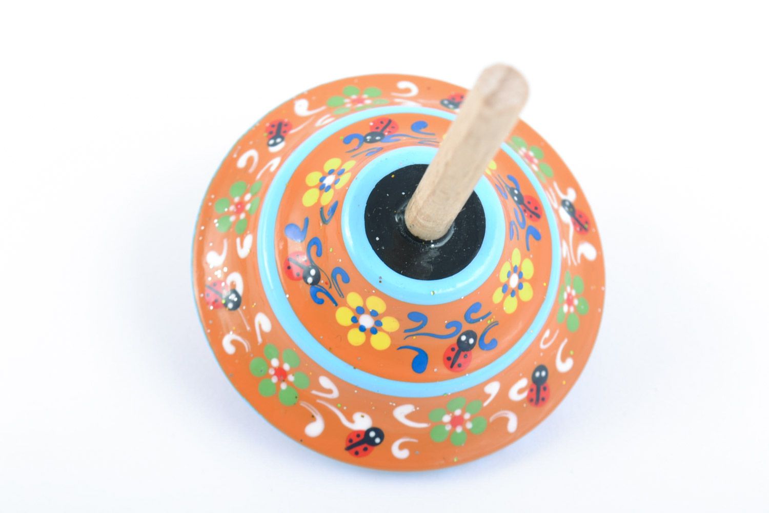 Homemade wooden educational toy spinning top for development of fine motor skills photo 4