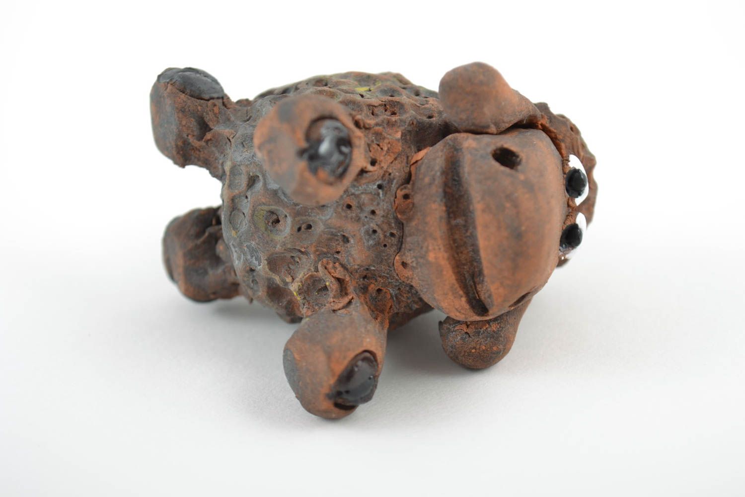 Petite figurine en céramique brune originale en forme d'un joli mouton amusant  photo 5