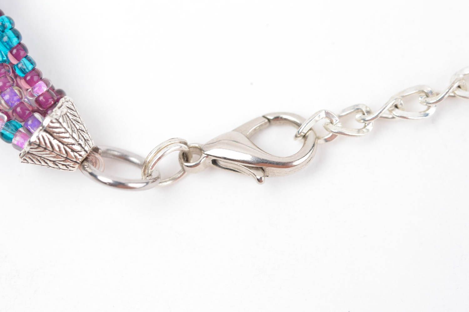 Handmade unusual violet necklace beaded elegant necklace stylish jewelry photo 4