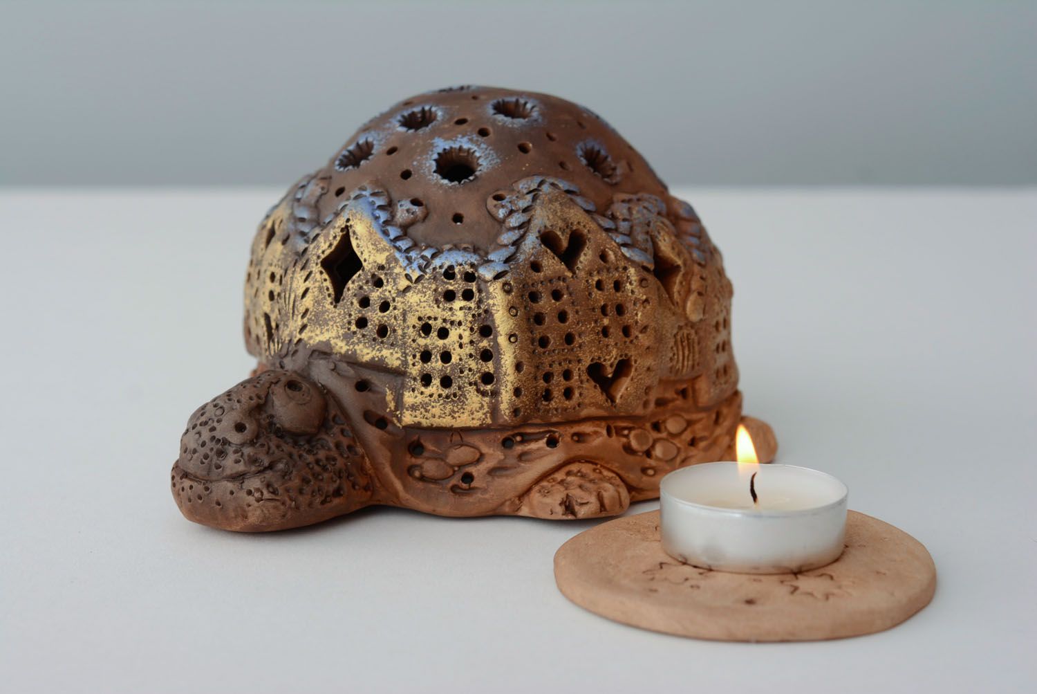 6 inch turtle shape ceramic tin candle holder 0,84 lb photo 1