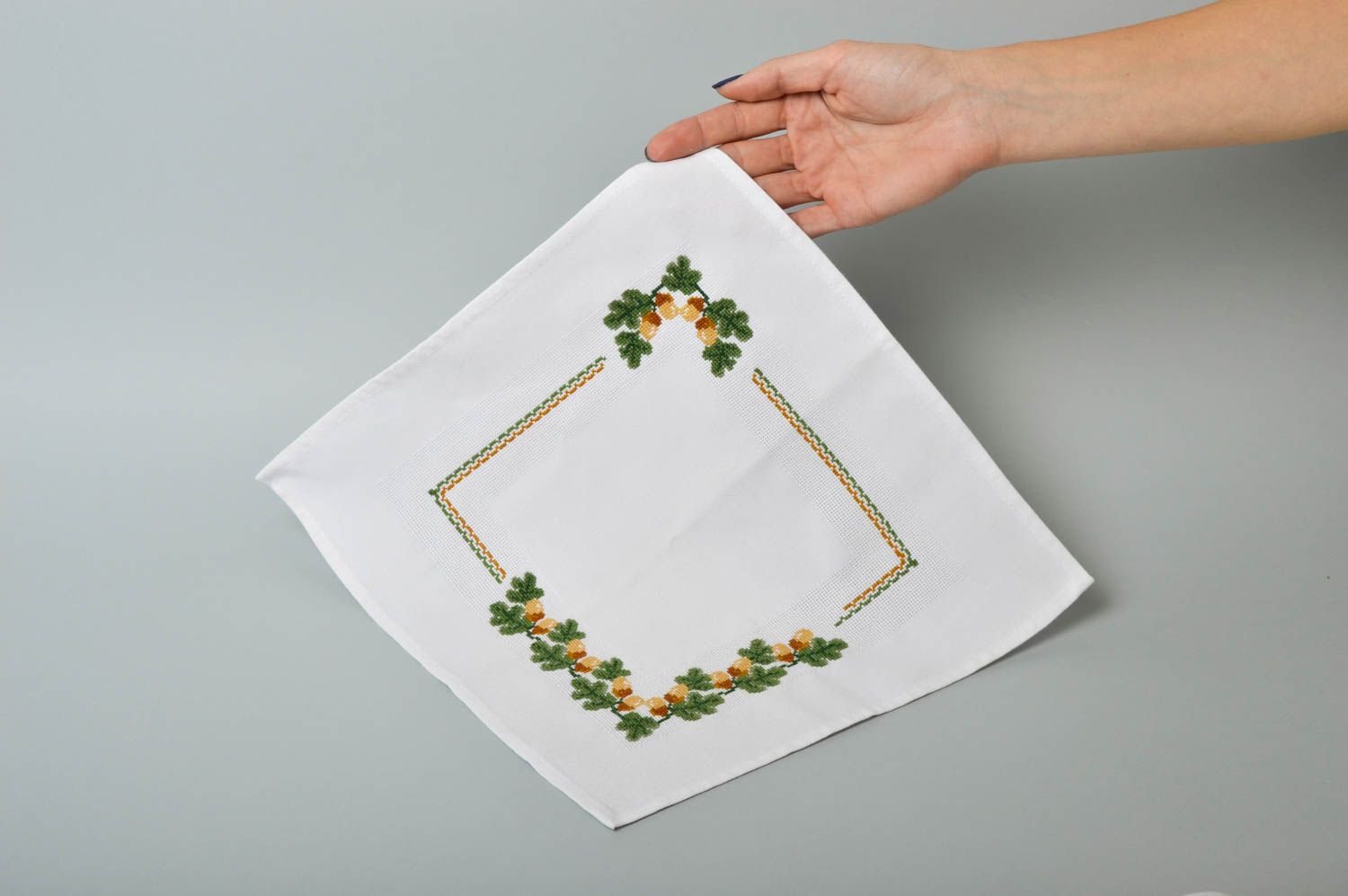 Handmade stylish linen napkin beautiful embroidered napkin home textile photo 5