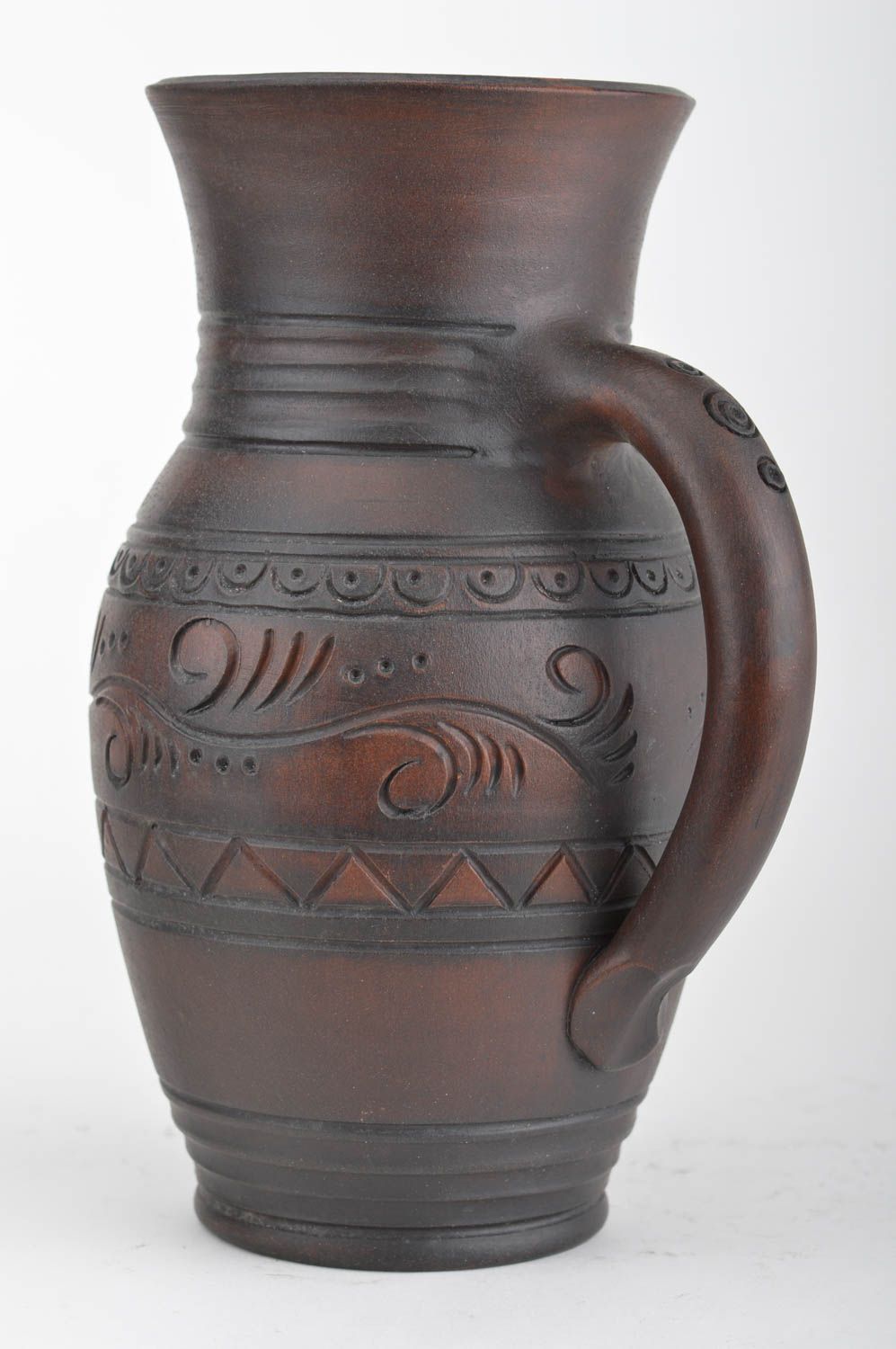60 oz dark brown ceramic handmade water jug with handle in classic style 2 lb photo 5