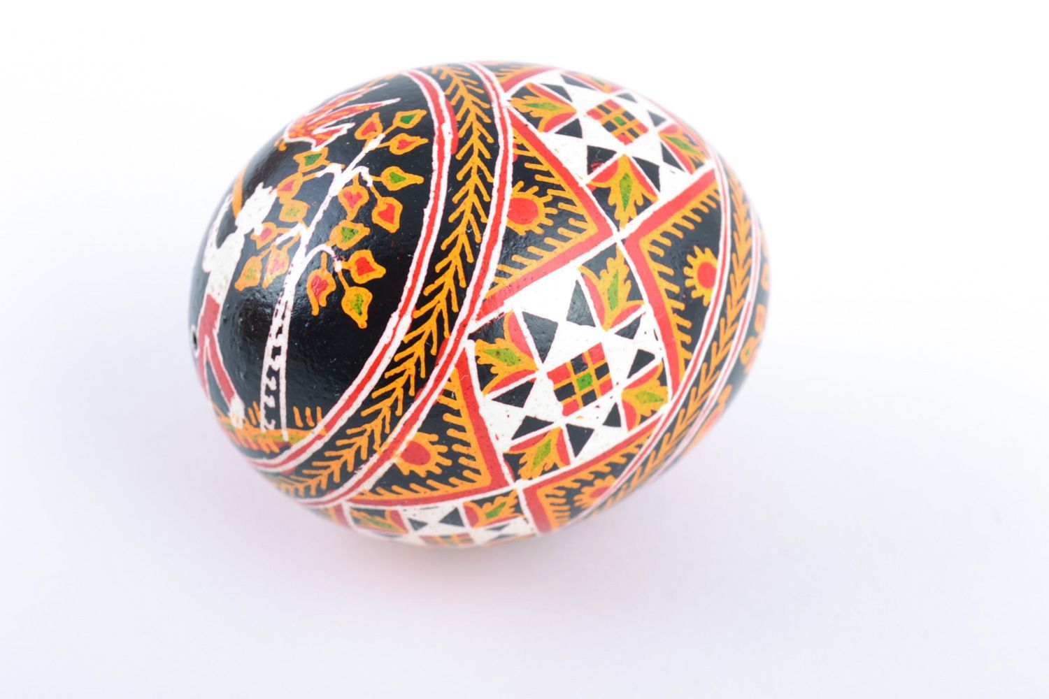 Oeuf de Pâques peint à l'acrylique fait main ornementé avec cerf et berger photo 4