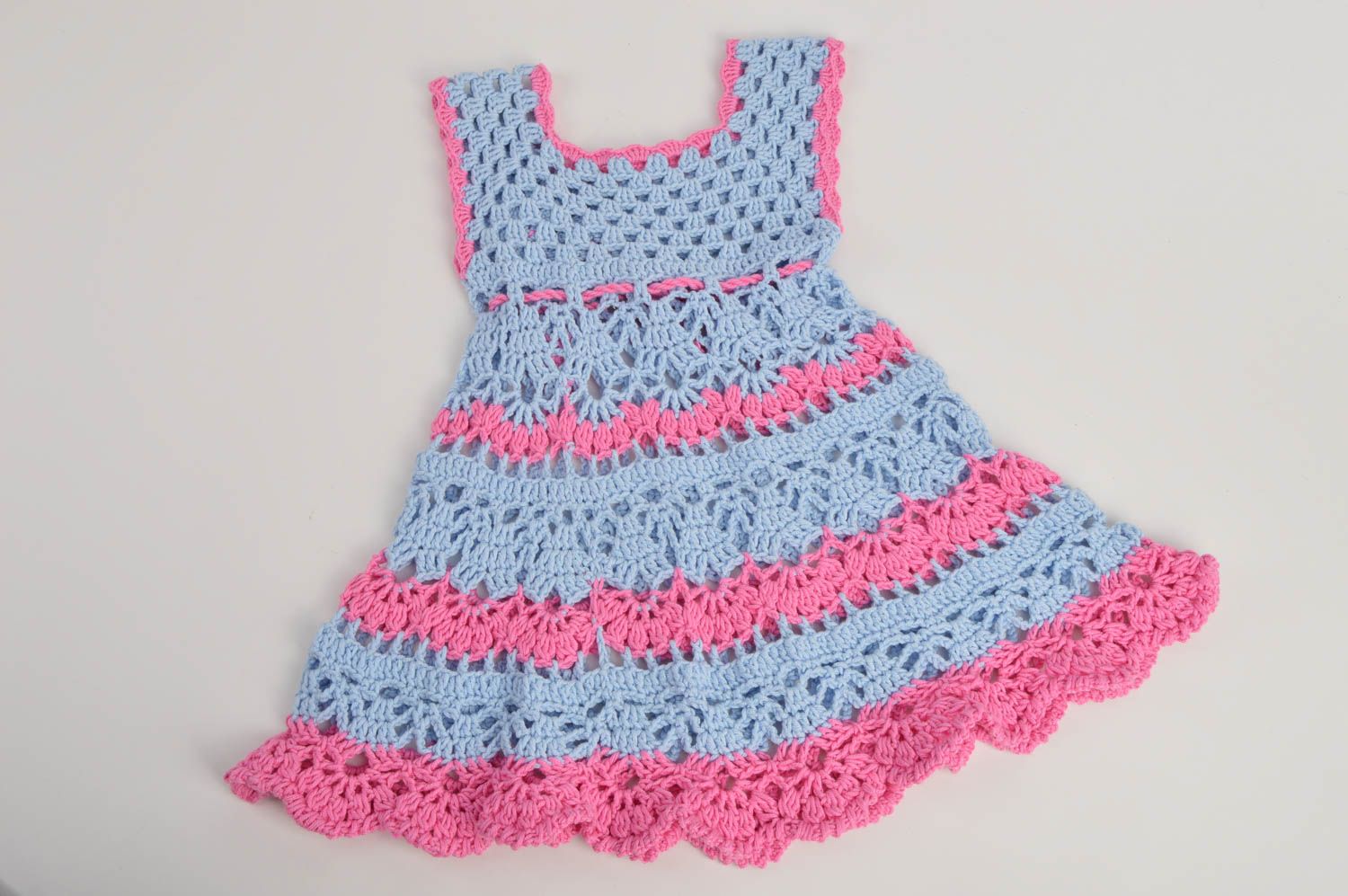 Unusual handmade crochet dress cute baby outfits designer clothes for kids photo 5
