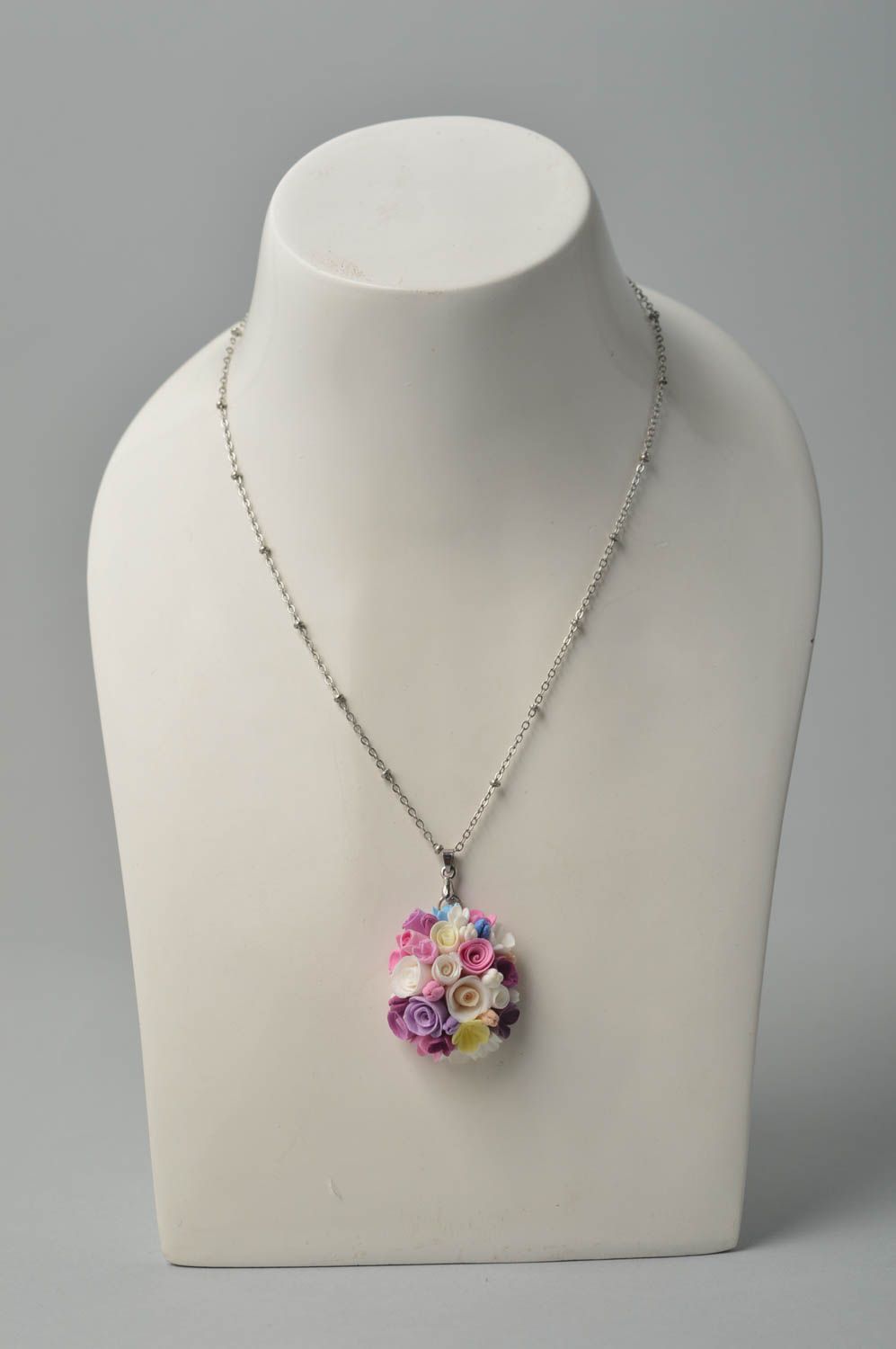 Handmade flower pendant plastic jewelry fashion bijouterie present for women photo 1