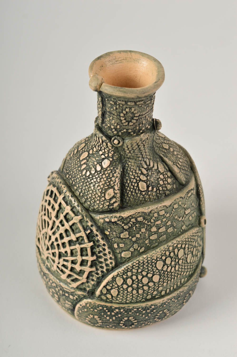Ваза из глины ручная работа керамическая ваза для цветов красивая ваза маленькая фото 3