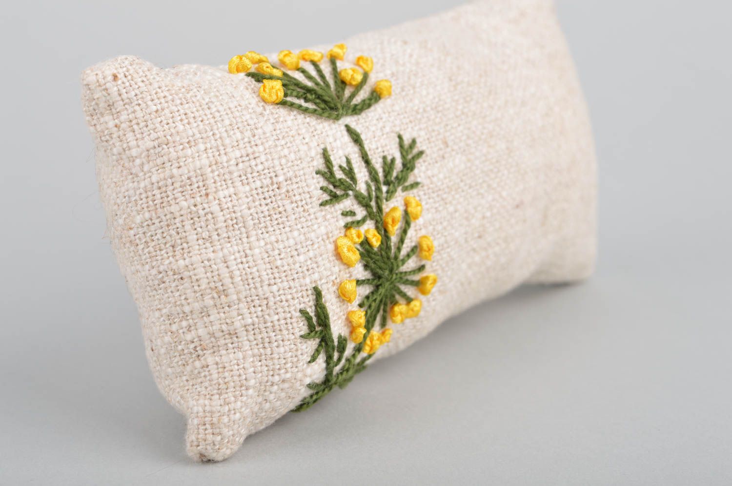 Beautiful handmade designer textile interior cushion with ribbon embroidery photo 5