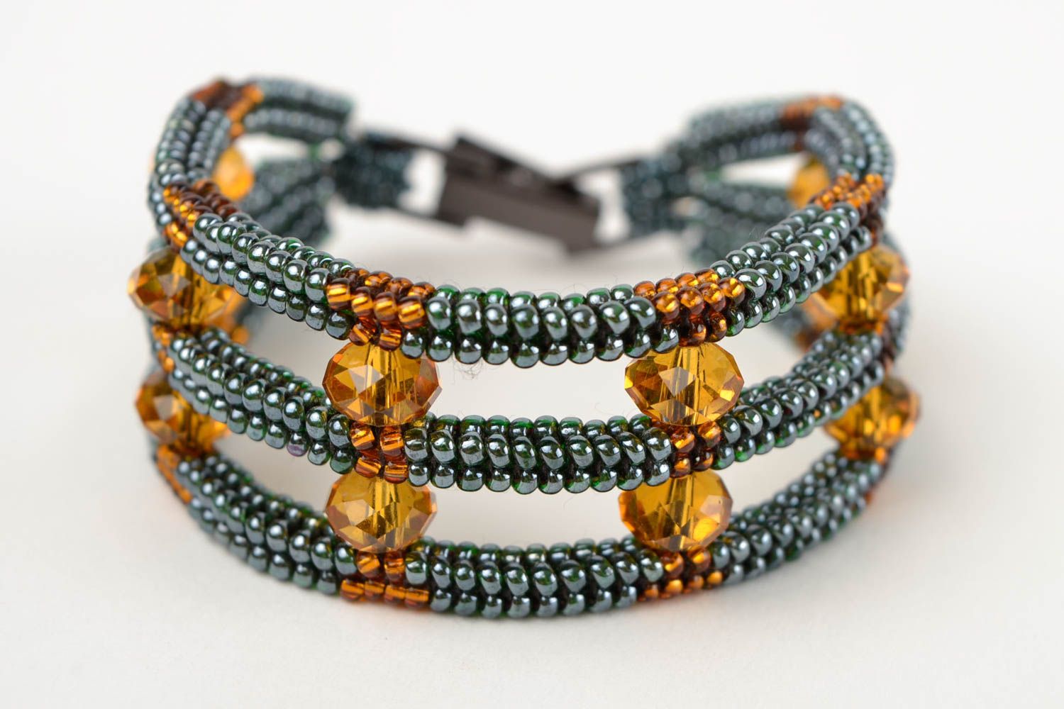 Three layers handmade beaded bracelet for women photo 4