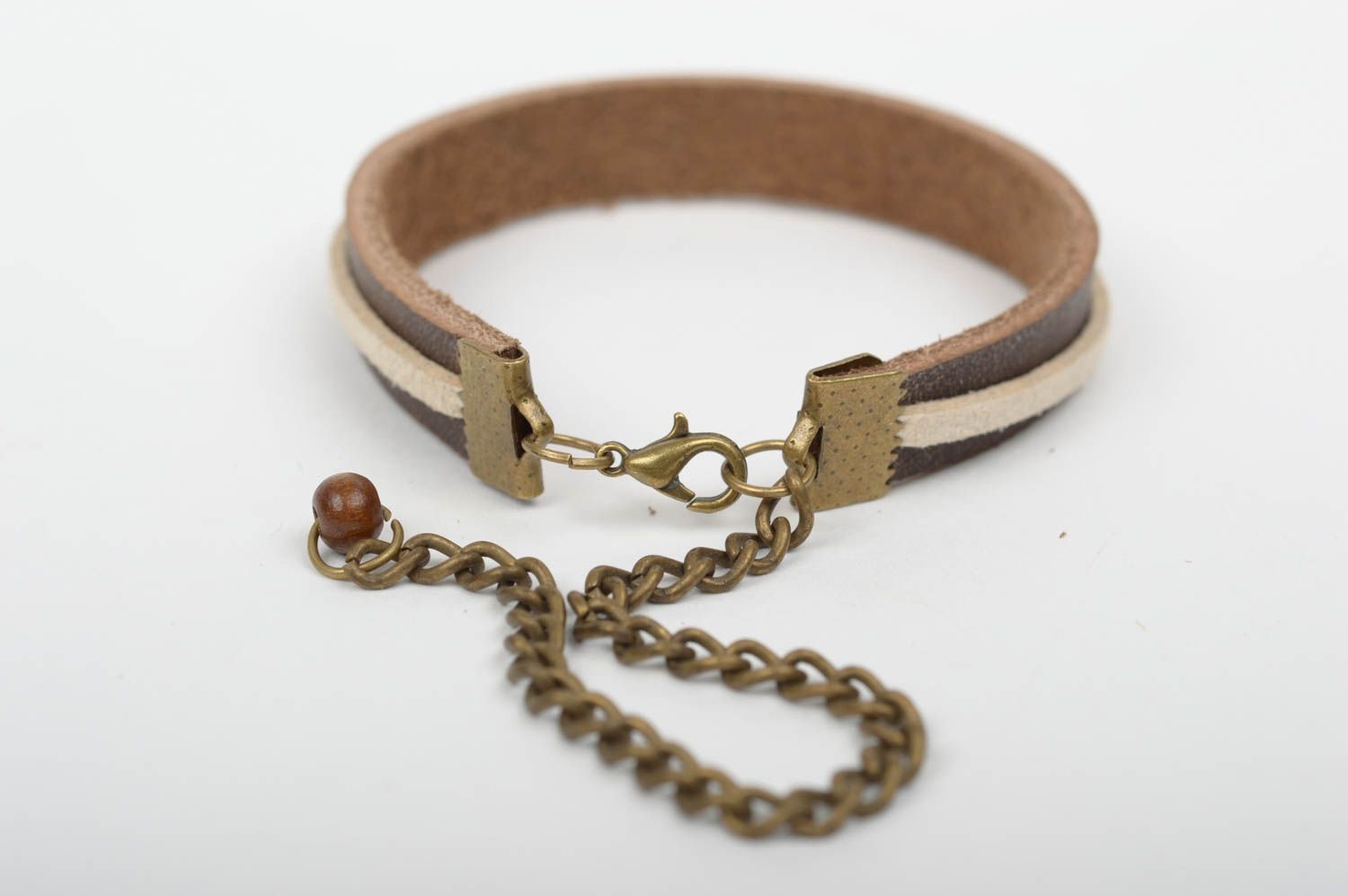 Handmade leather bracelet for girls designer jewelry leather accessory photo 4