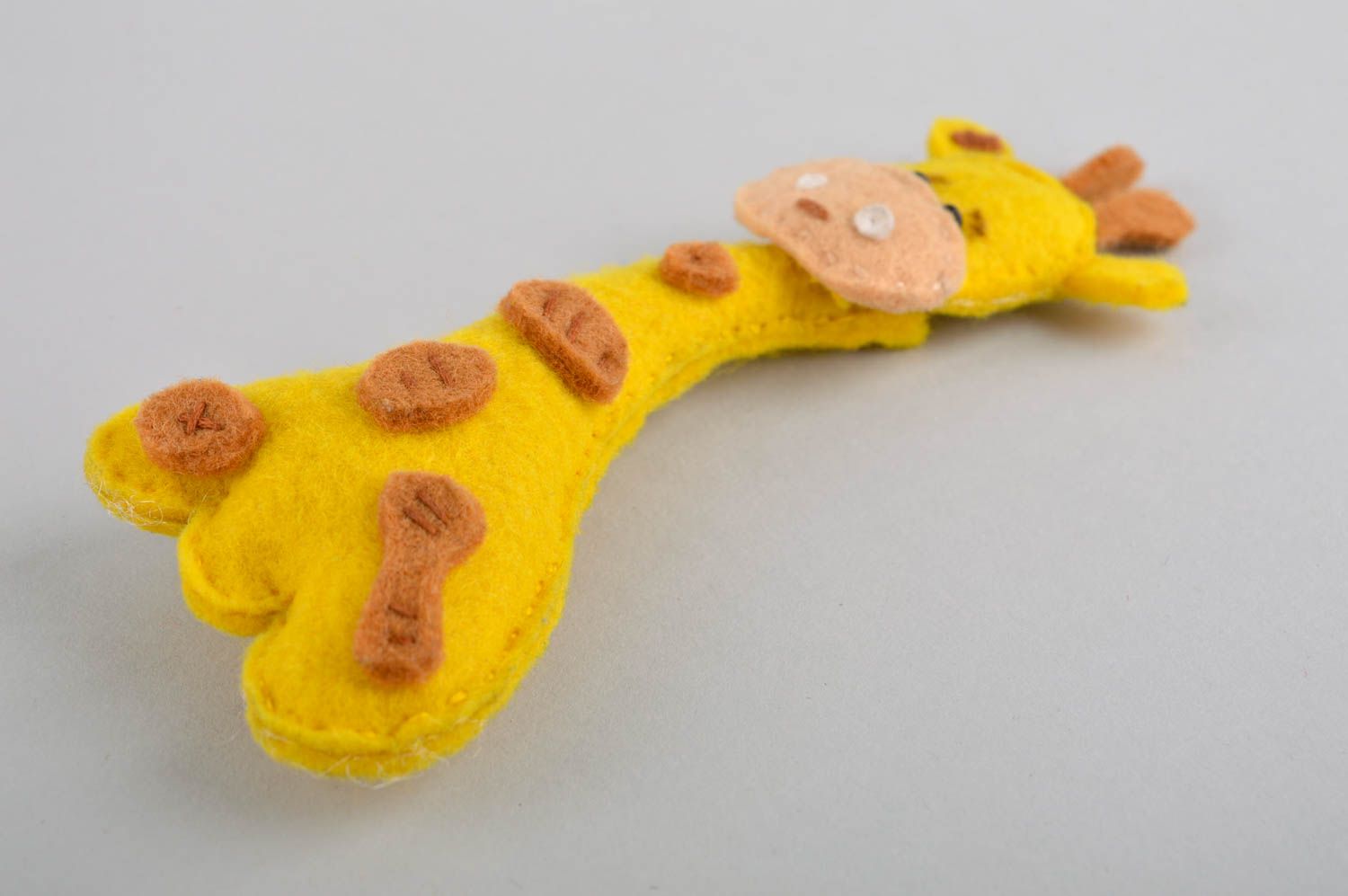 Игрушка ручной работы игрушка из шерсти игрушка из войлока Жираф желтый фото 4