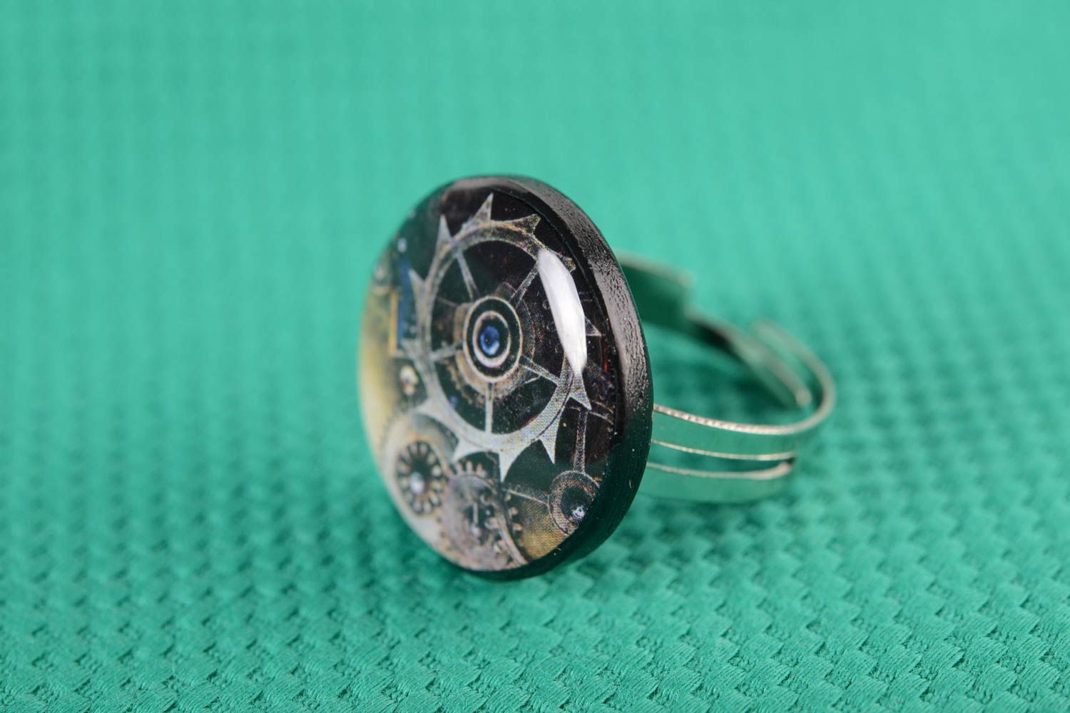 Кольцо ручной работы кольцо для девушек украшение из полимерной глины стимпанк фото 1