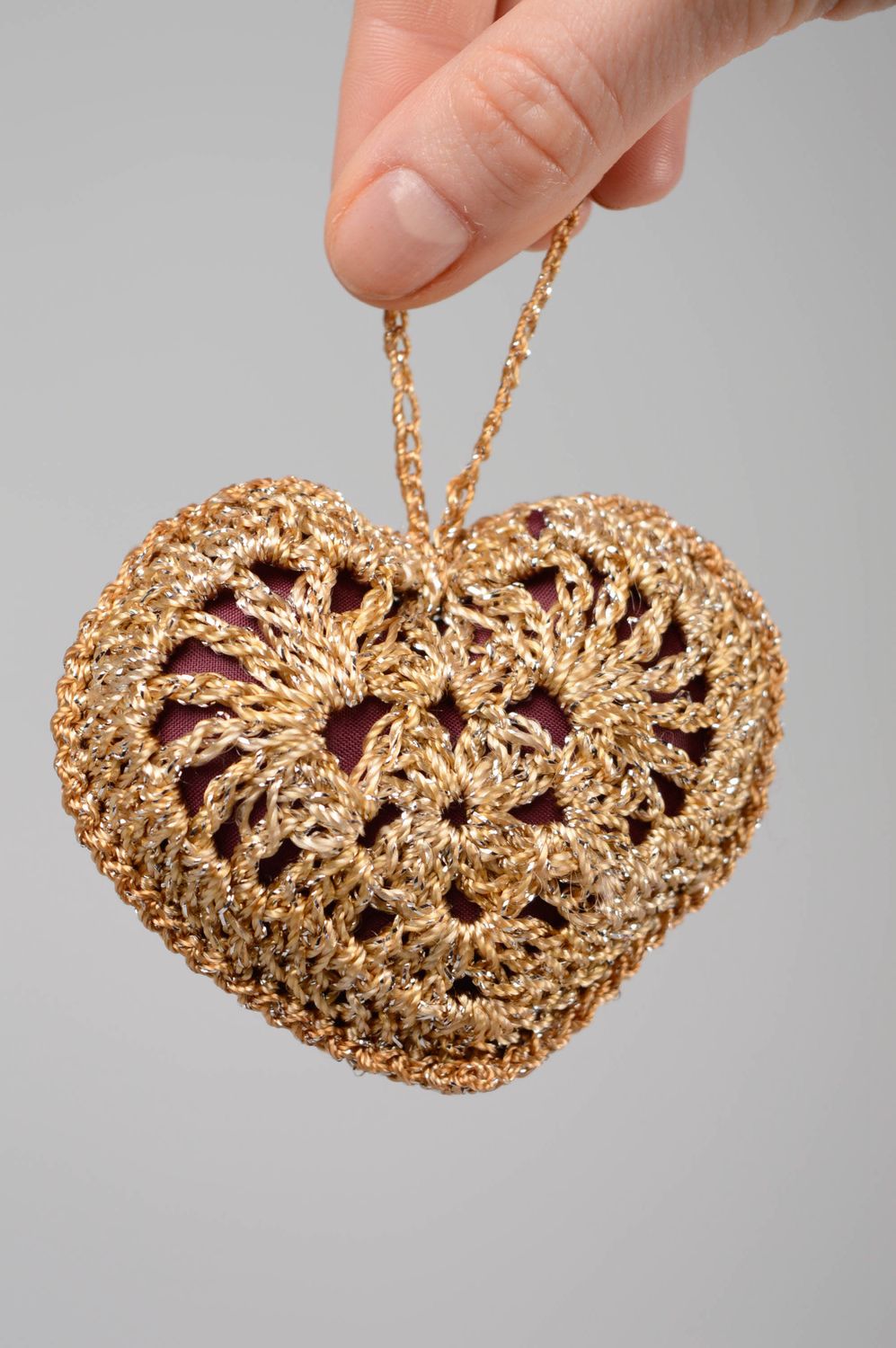 Crochet heart-shaped interior pendant  photo 4