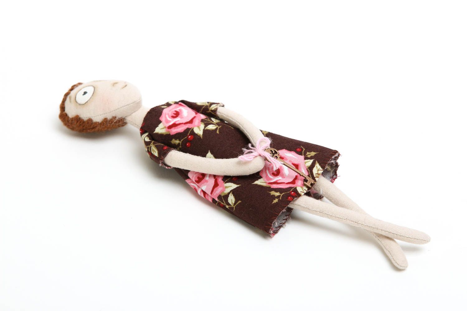 Bambola in cotone fatta a mano pupazzo tessile originale decoro casa foto 3