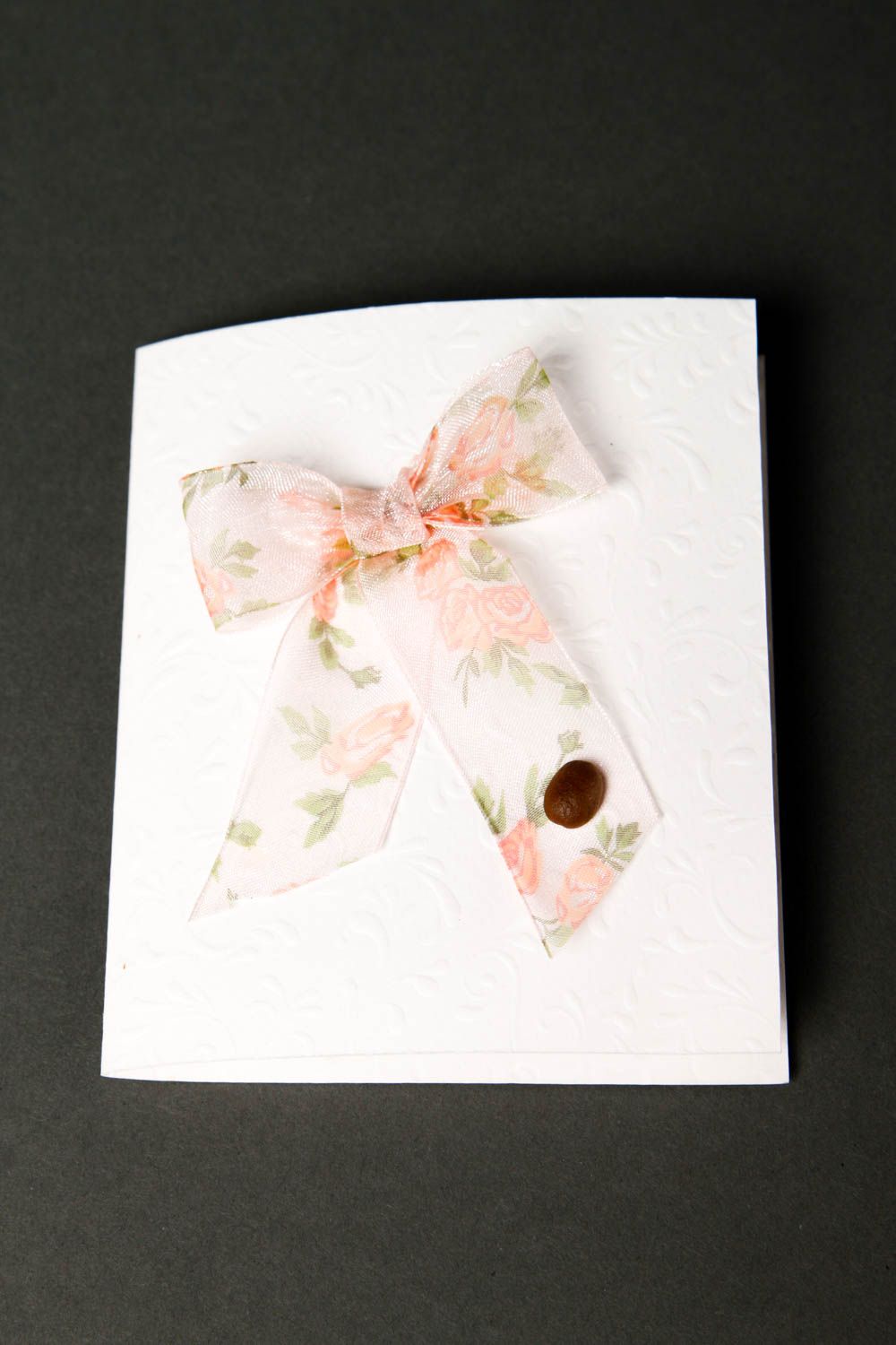 Carte de voeux blanche fait main Carte de souhaits avec noeud Petit cadeau photo 3