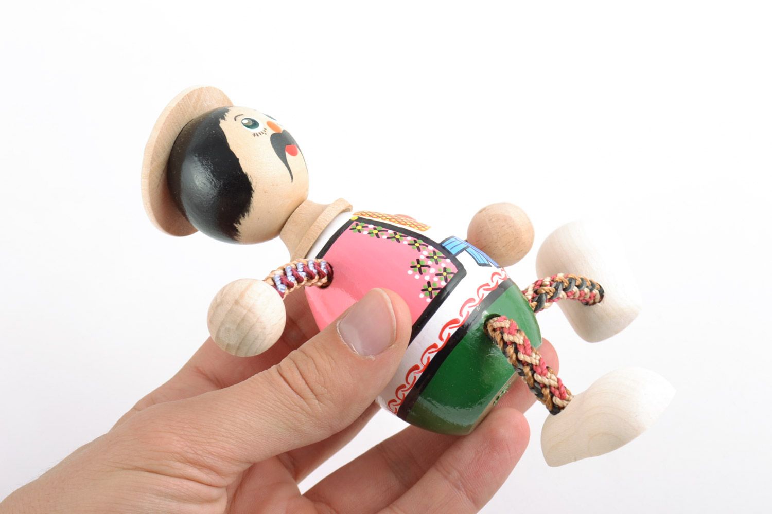 Little handmade unusual decorative wooden eco-friendly toy Boy doll for children photo 2
