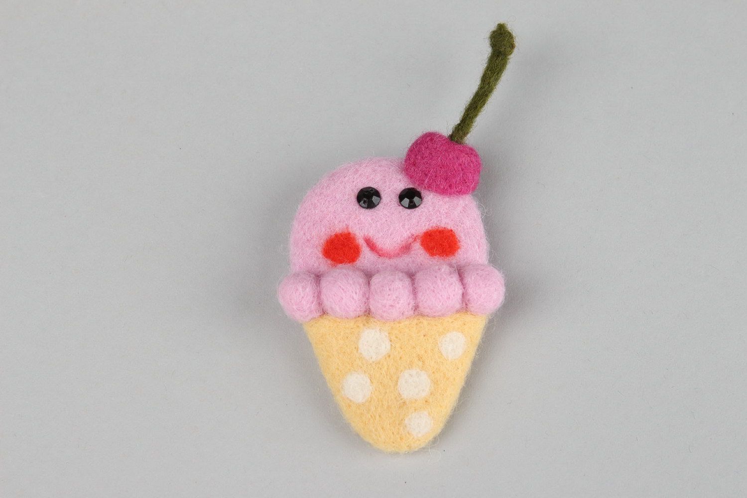 Brooch made from wool Ice cream photo 3