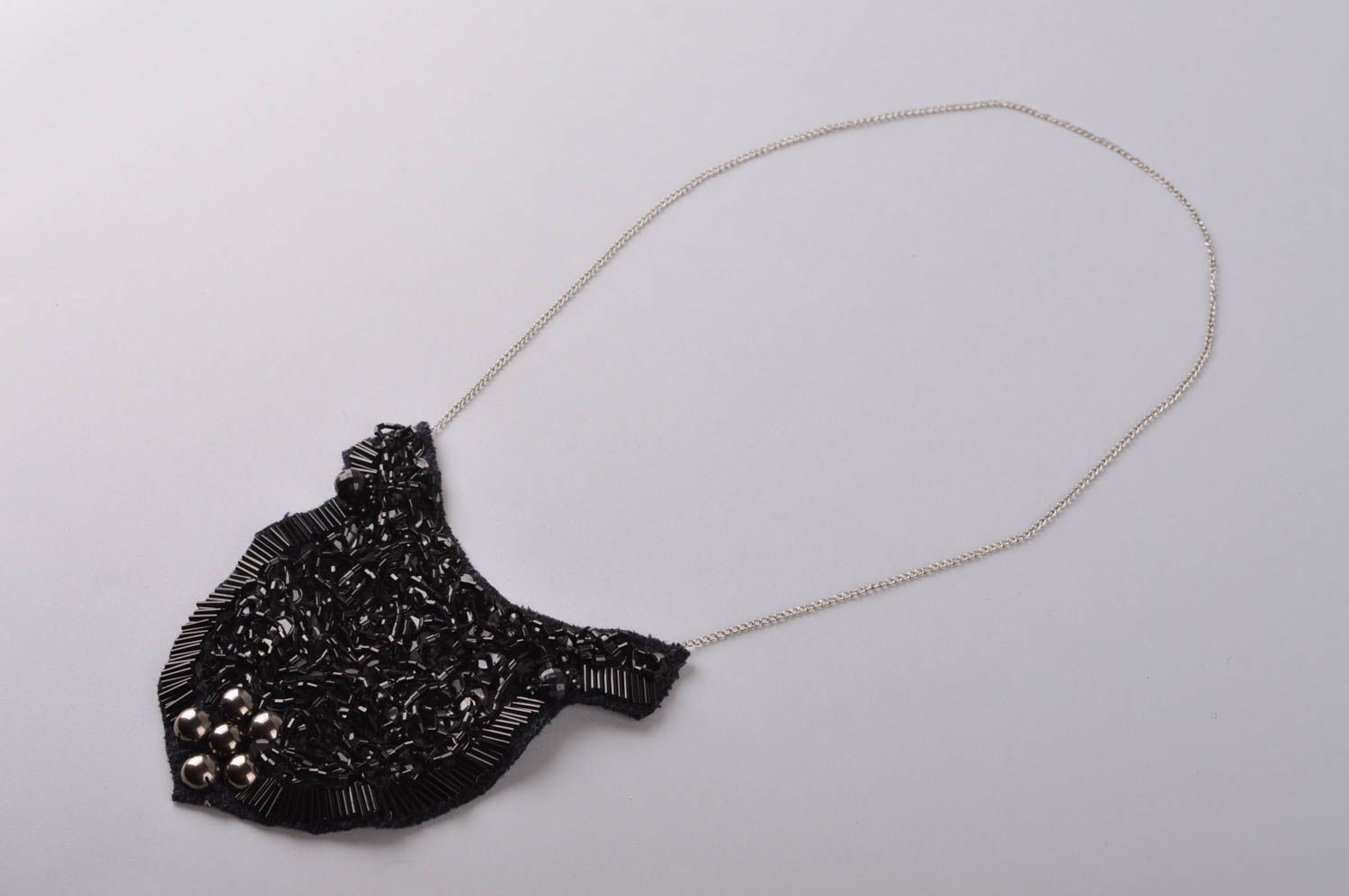 Handmade jewelry design necklace big black evening necklace women accessories   photo 3