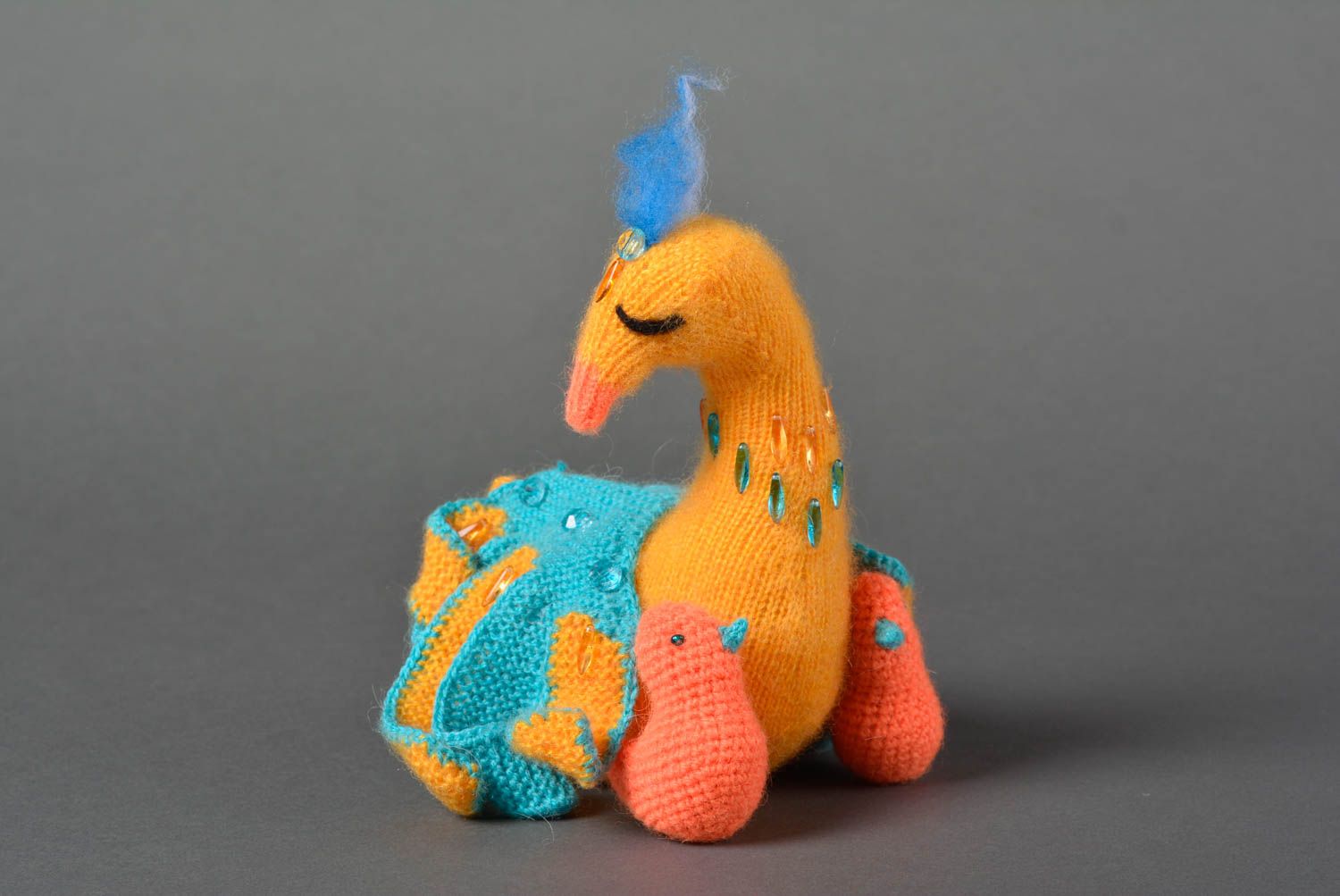 Jouet oiseau de feu fait main Peluche tricotée en laine Cadeau pour enfant photo 1
