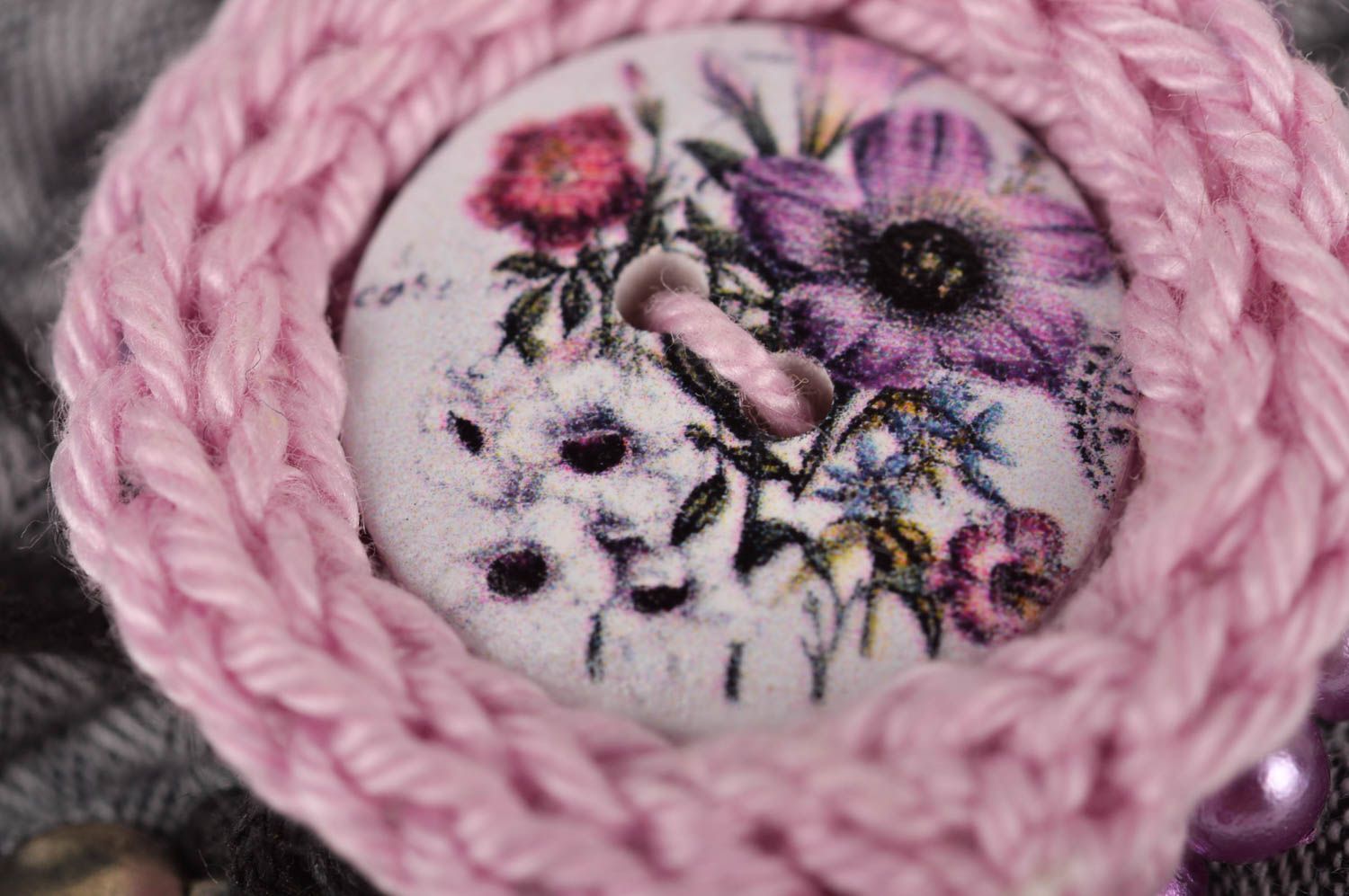 Unusual handmade flower brooch crochet ideas hair clip artisan jewelry photo 4