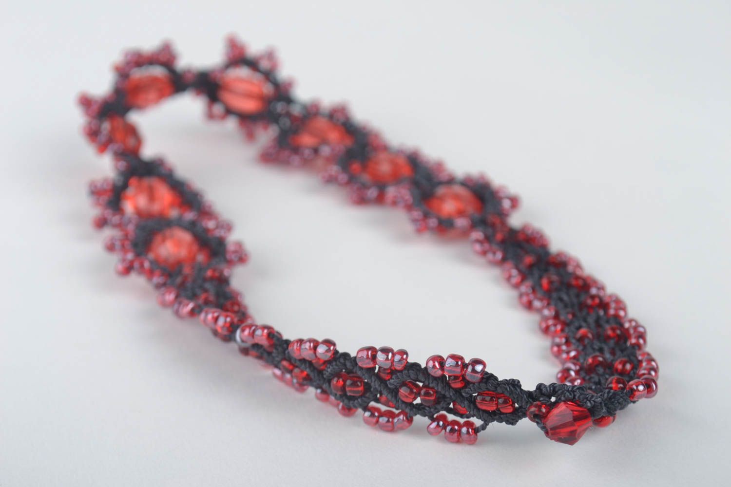 Macrame necklace handmade beaded accessory thread necklace braided jewelry photo 2