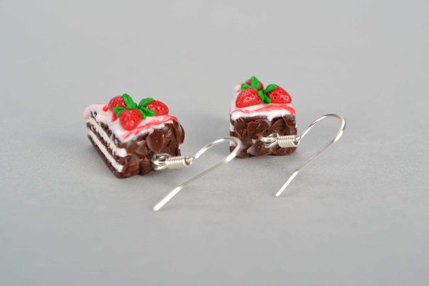 Homemade plastic earrings Cakes photo 4