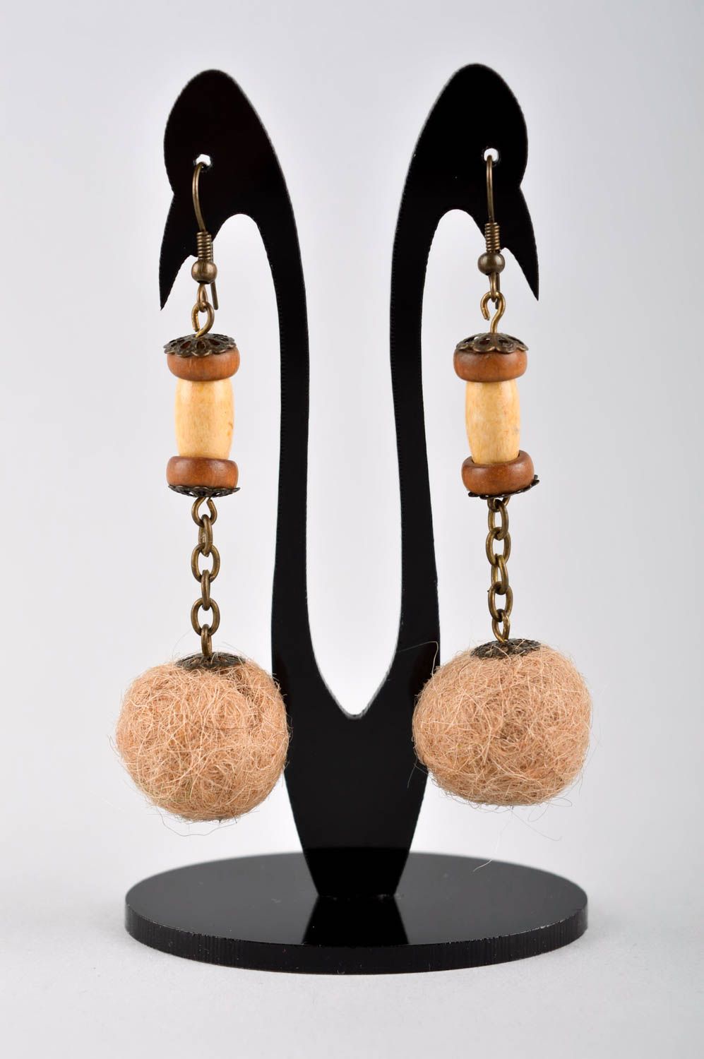 Handmade designer earrings stylish textile earrings unusual accessory gift photo 2